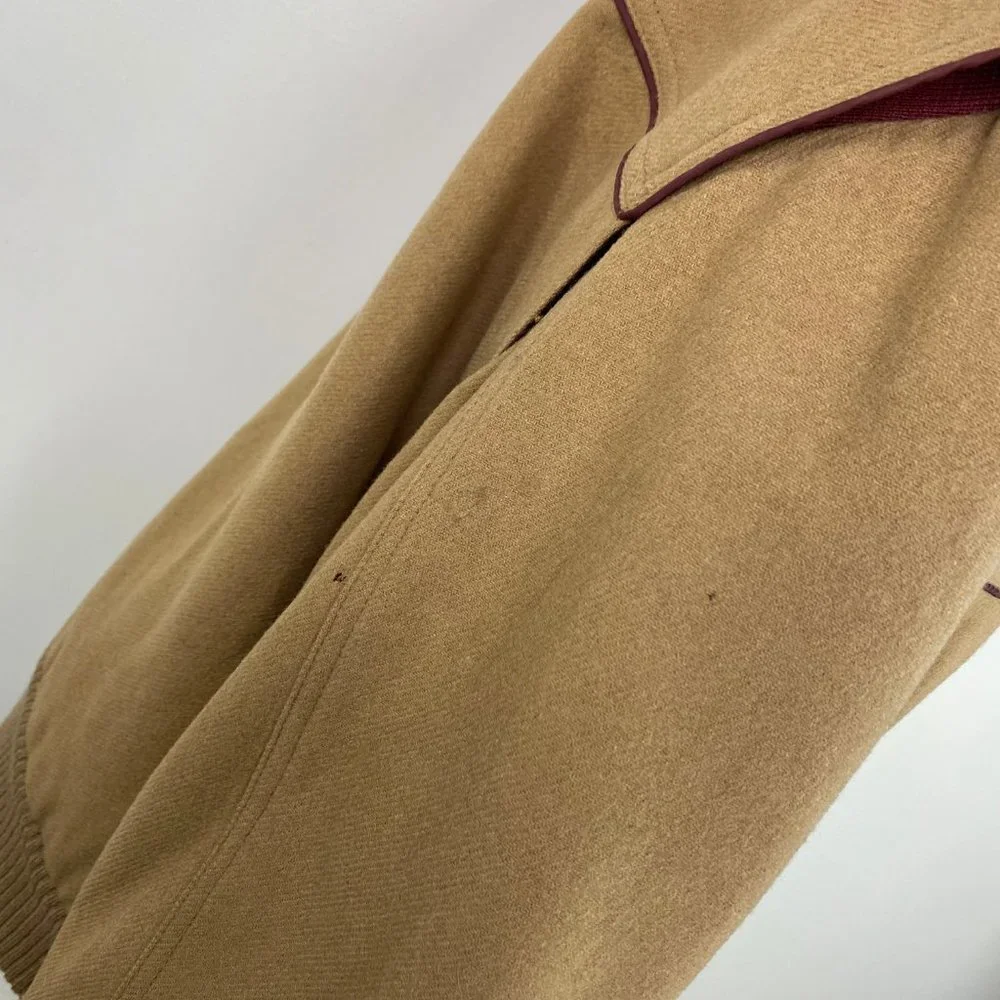 Vintage Anderson-Little Tan w/ Red Trim Coat Large Wool Blend - Picture 9 of 15